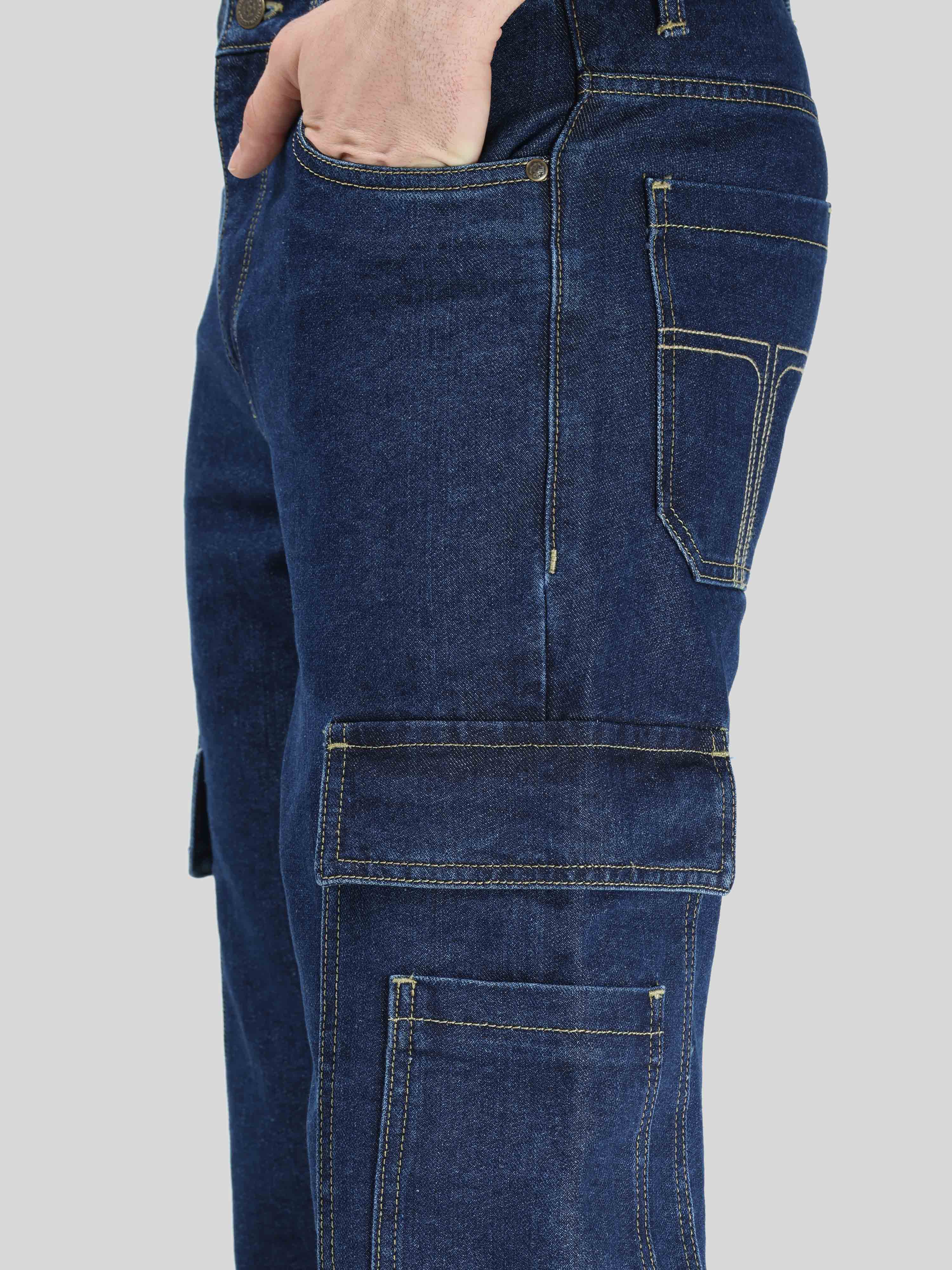 Plain Comfort Fit Men Denim Cargo Jeans, Blue at Rs 1096/piece in