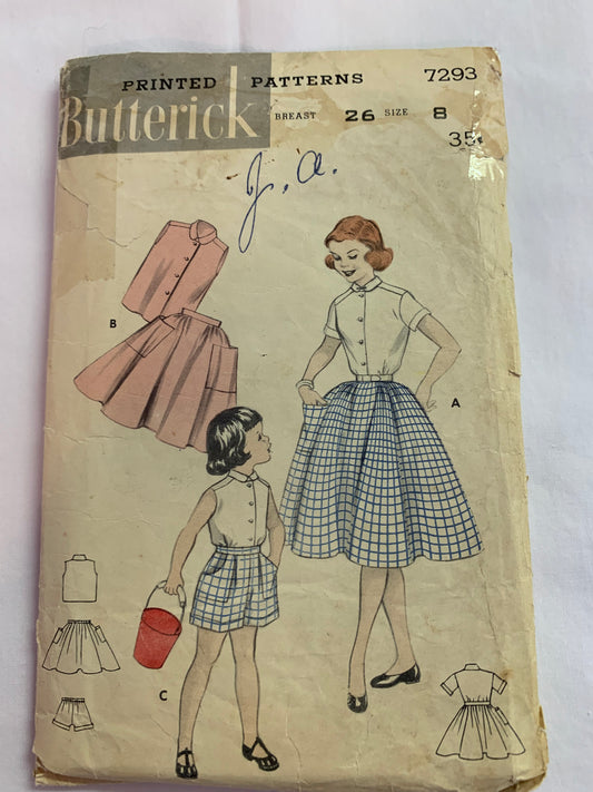 Butterick Sewing Pattern 5447 Girls' Shirt, Top, Skirt, Pants