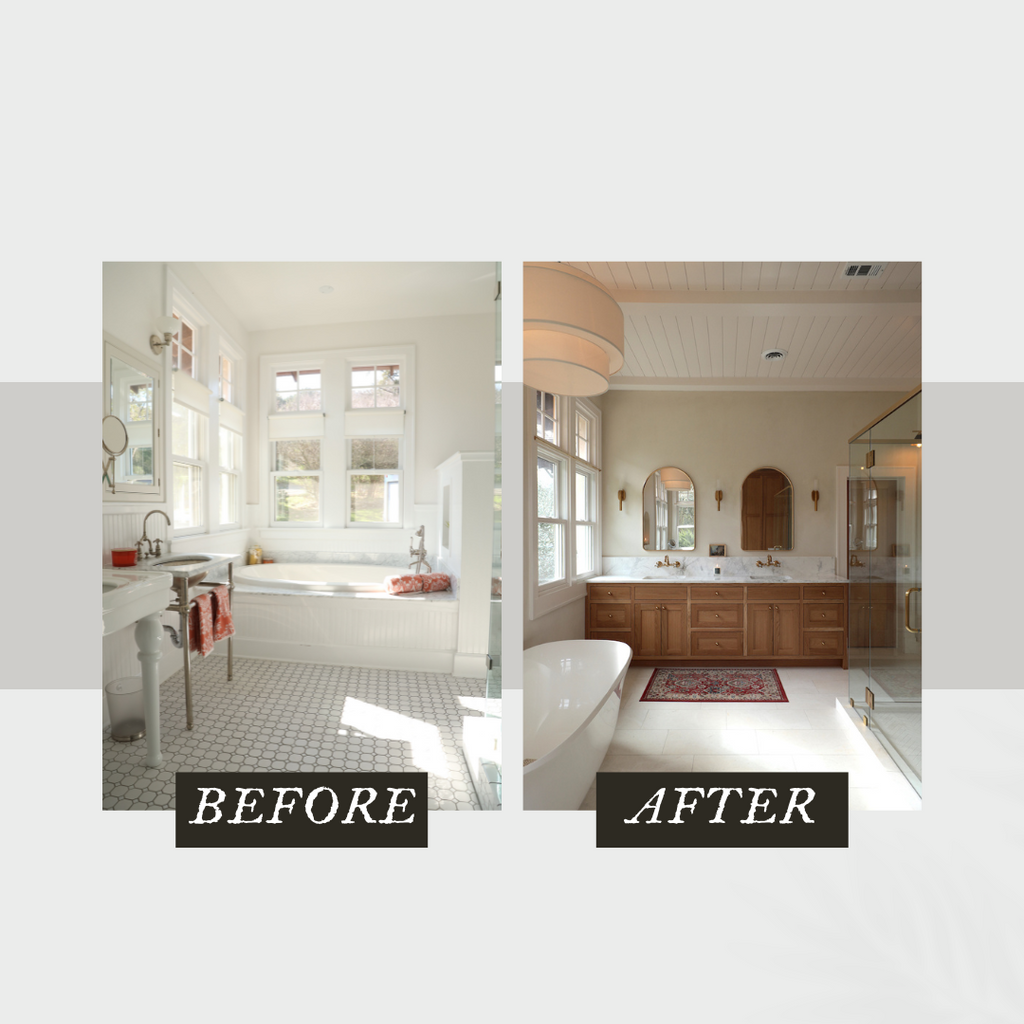 bathroom before and after, transformations, home renovations, stevie and sazan bathroom