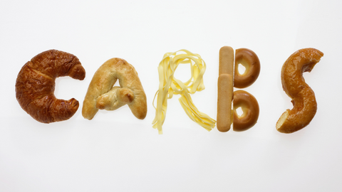 carb word written in bread rolls and bread buns
