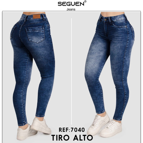 Jeans Mujer Tiro Alto Pretina ancha Ref 7044 – SEGUEN JEANS