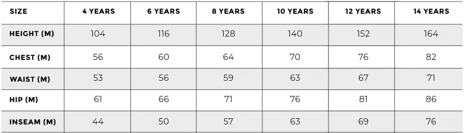 SIZE CHART