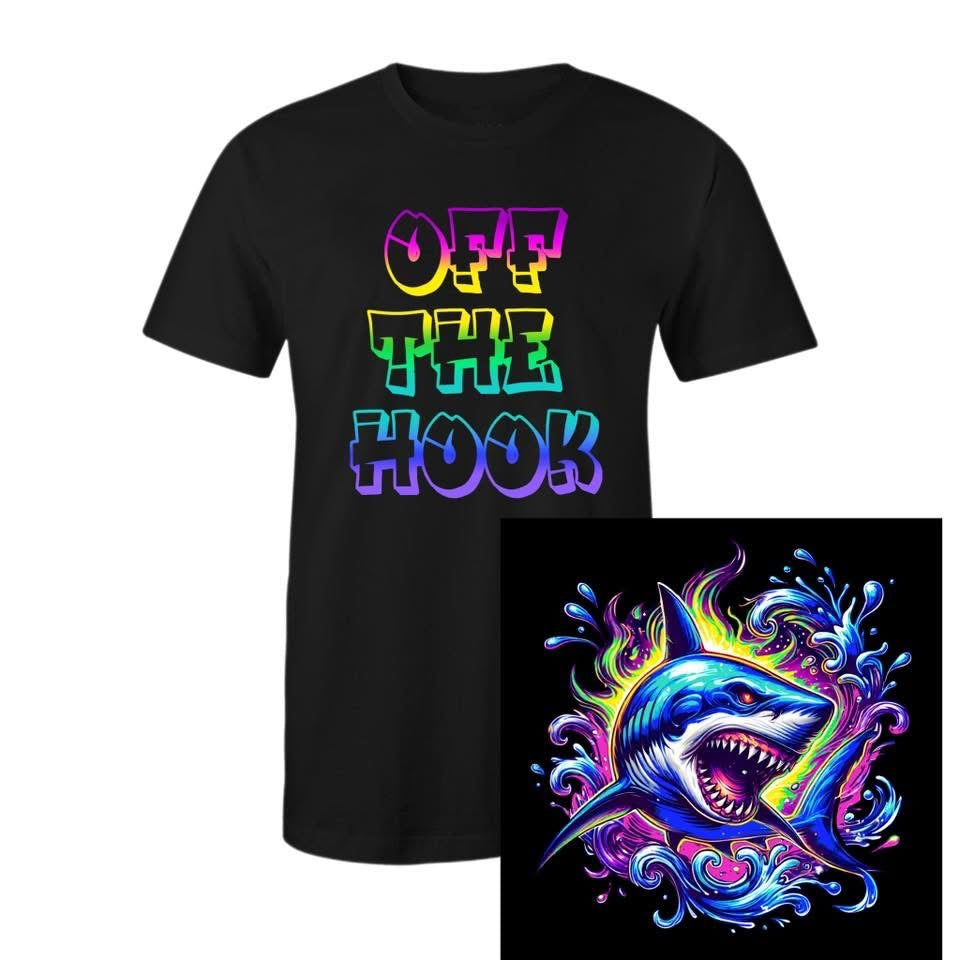 Off the Hook (front) w/ Neon Shark Splash (Back)