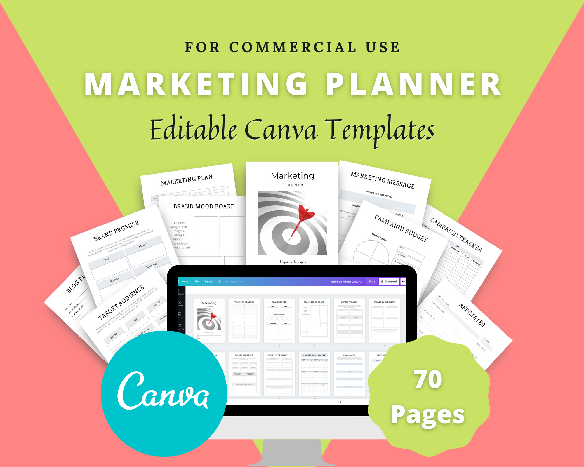 Editable Marketing Planner Templates in Canva Commercial Use Create