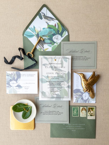 wedding invitations, semi-custom wedding invitations, elegant wedding invitations, luxury wedding invitation, green invitation suite