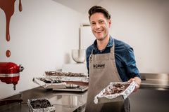 Eddie Copley-Farnell with oven ready brownies
