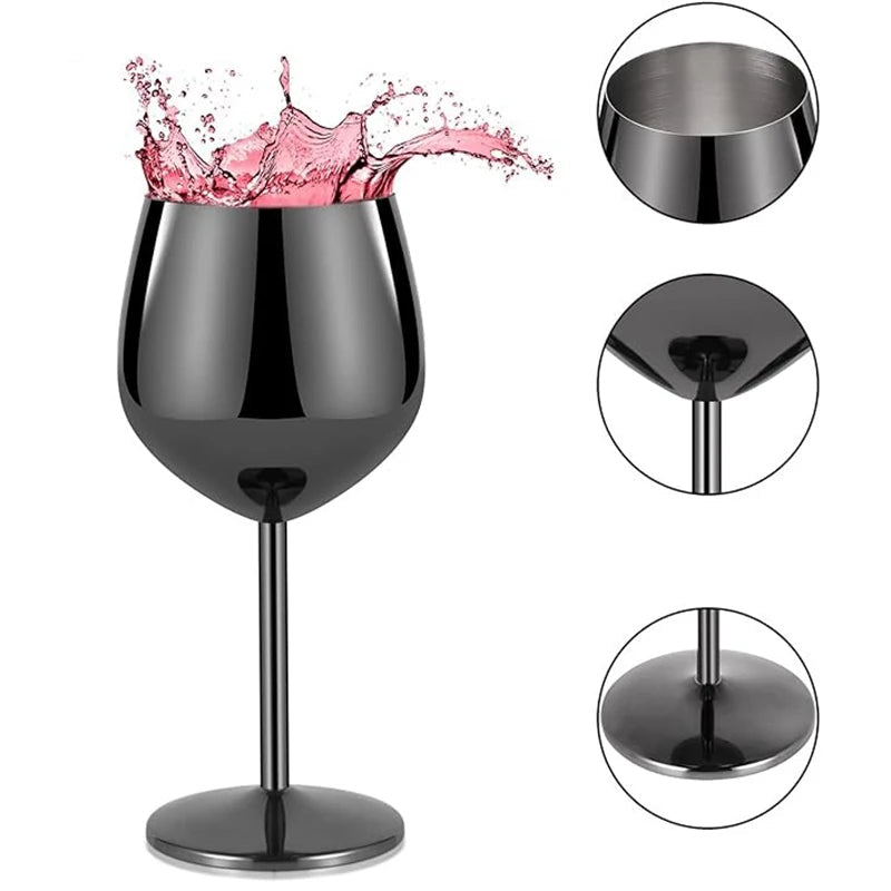 Taça de Vinho Aço Inoxidável | Kit com 3 Elegantes e Resistentes