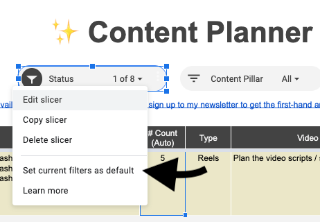 how to keep the filters you apply on your slicer after you close your spreadsheet (Google Sheets)