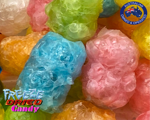 What is the point of Freeze Dried Candy? Gummi Bears Close up