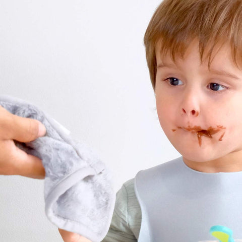 mushi cloths helps kids clean up after mealtimes