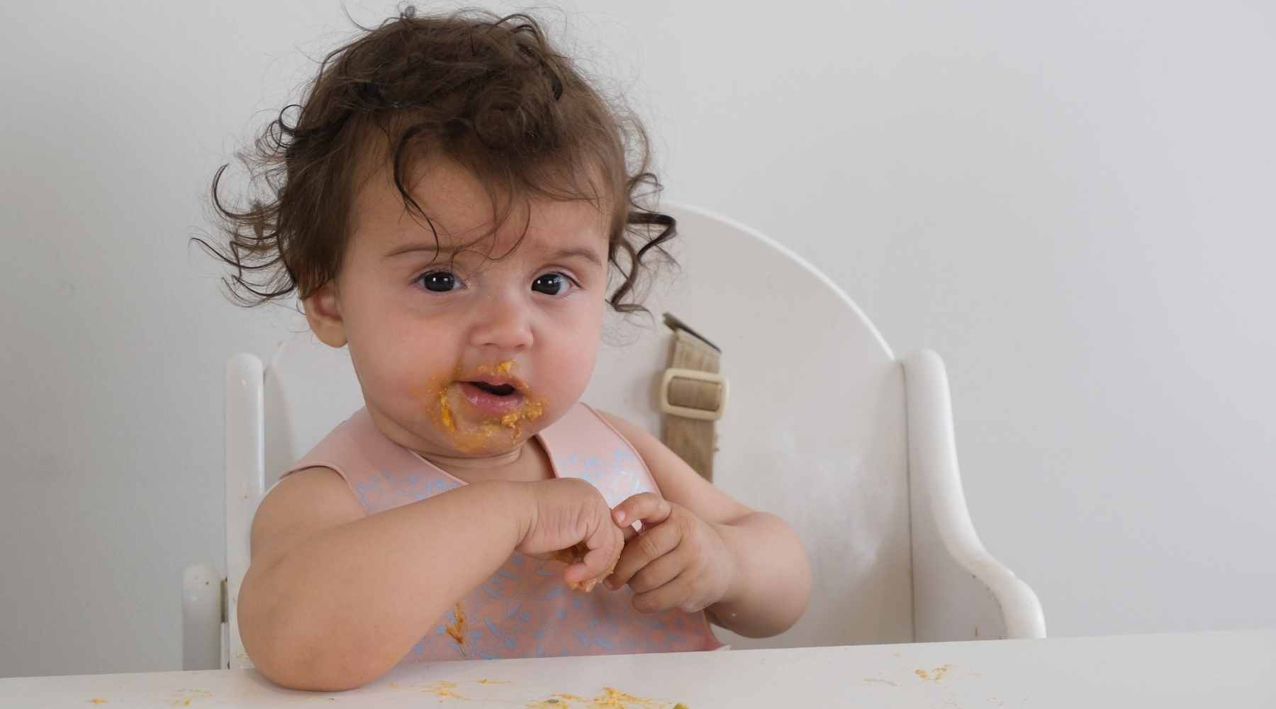 the challenge with encouraging baby led weaning is often the amount of mess and muck that goes with it