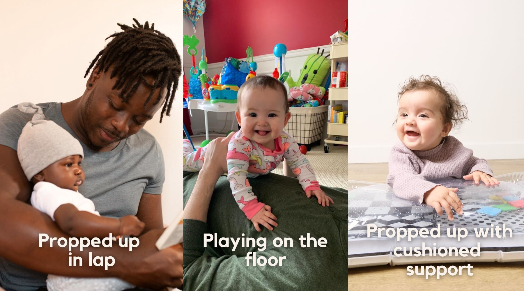 Tummy time positions for baby 2-4 months age