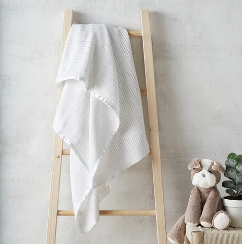 Satin-edged white cellular blanket | The White Company