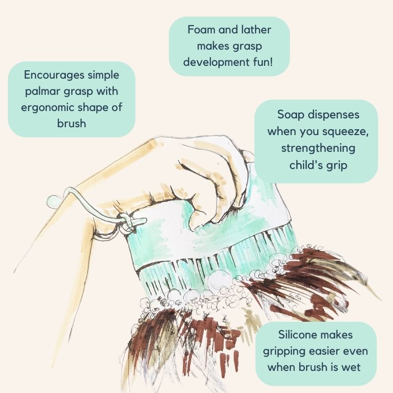 how to develop your child's palmar grasp with the pebbl bathtime body scrub
