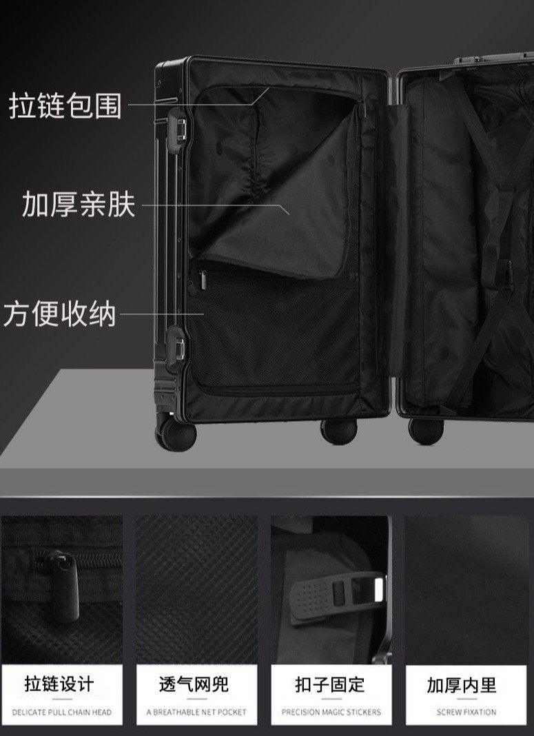 Plan-Go-See Aluminium Suitcase luggage 100% Aluminum-Magnesium Rolling Luggage