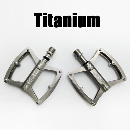 Plan-Go-See bicycle pedal Titanium color TiTo Ultralight Titanium MTB / Road Flat Pedal