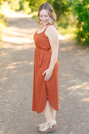 Reagan Ribbed Midi Dress - Rust | SFB - Simply Fabulous Boutique