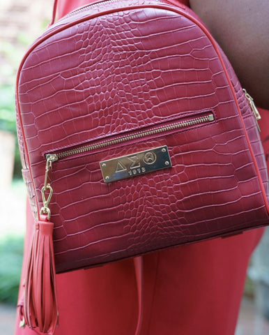 Delta Sigma Theta Paraphernalia Red Leather DST BackPack