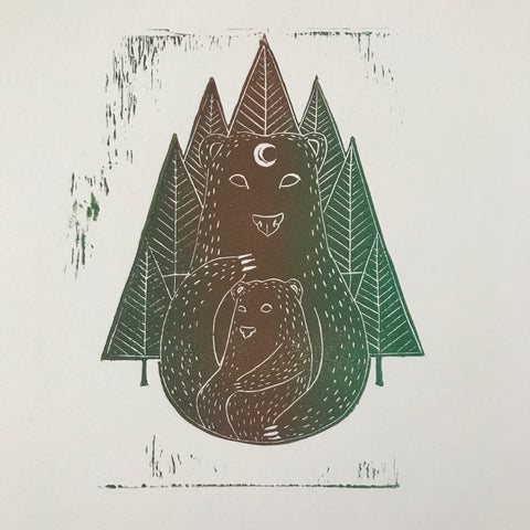 Forest Spirit Fox Linoleum Block Print ©Cara Finnerty Coleman – Little  Bear Illustration