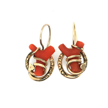 Vintage Coral Drop Earrings Gold | Eredi Jovon Venice