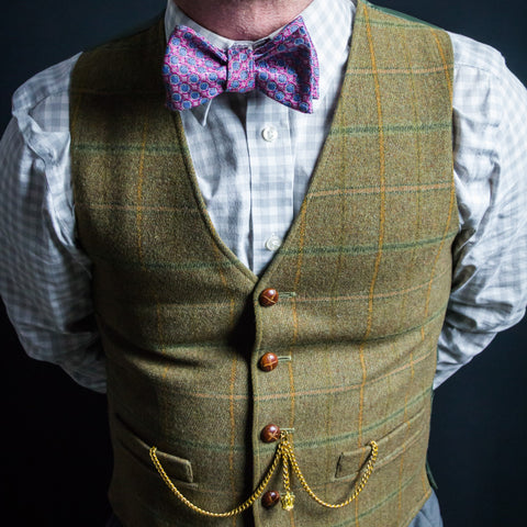 Green Vest with Pink Blue Bow Tie