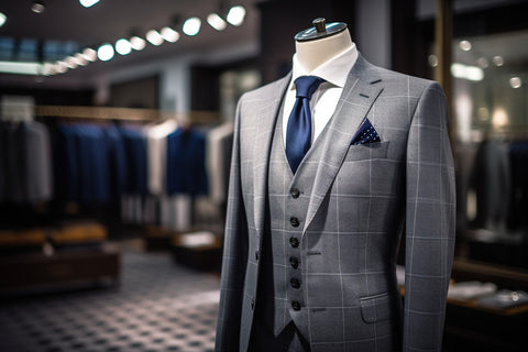 Grey Suit and Blue Necktie