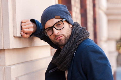 Man Wearing Beanie, Jacket and Scarf