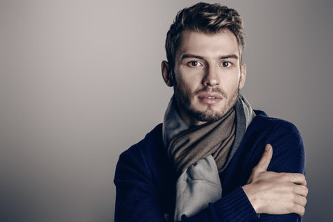 Man Wearing Multi Color Scarf