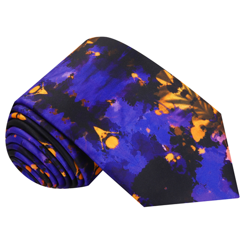 Purple, Black and Orange Abstract Necktie