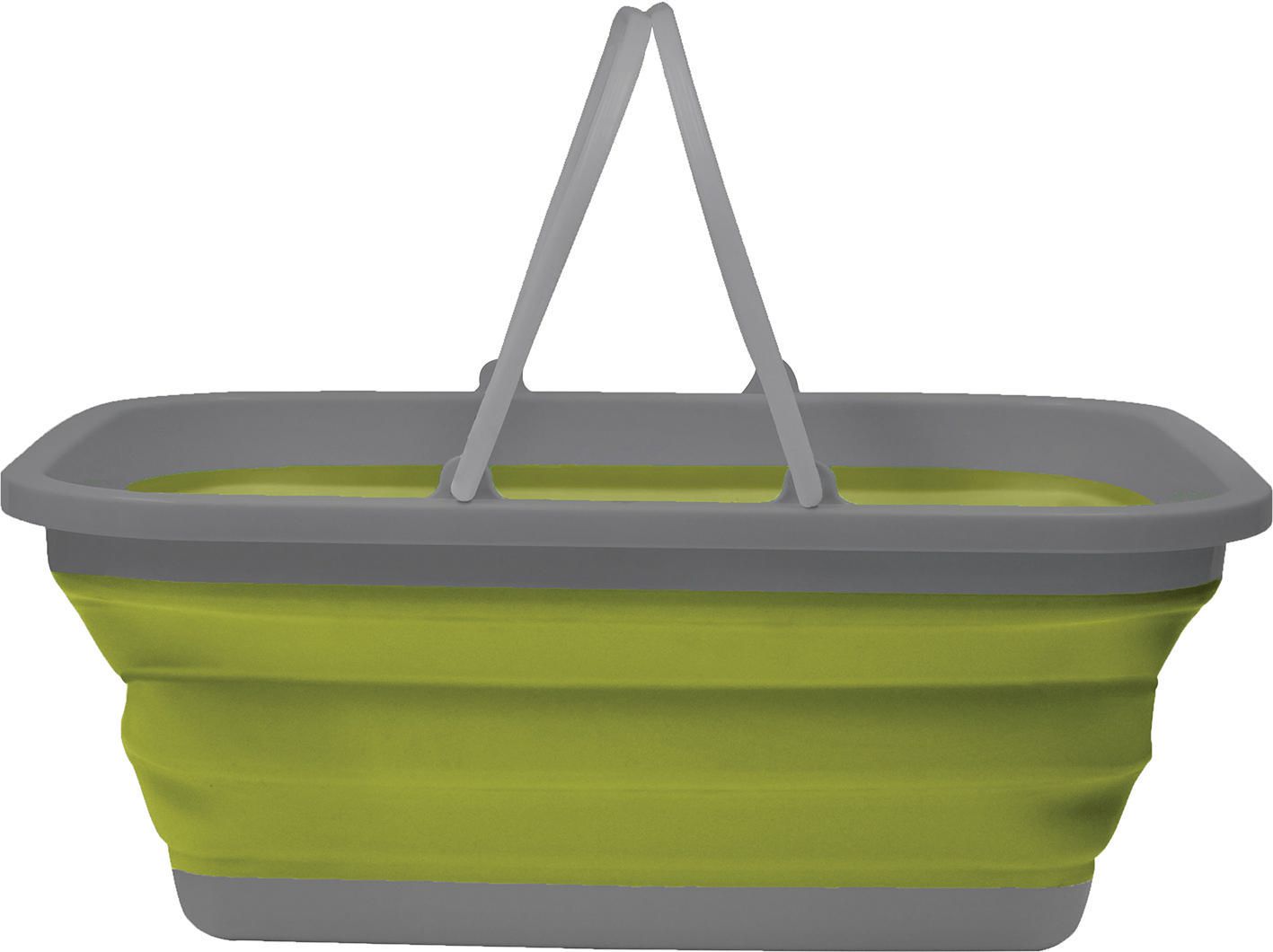 Bassine rétractable en plastique et silicone - 9L - Blanc et taupe - D 37 x  H 13 cm