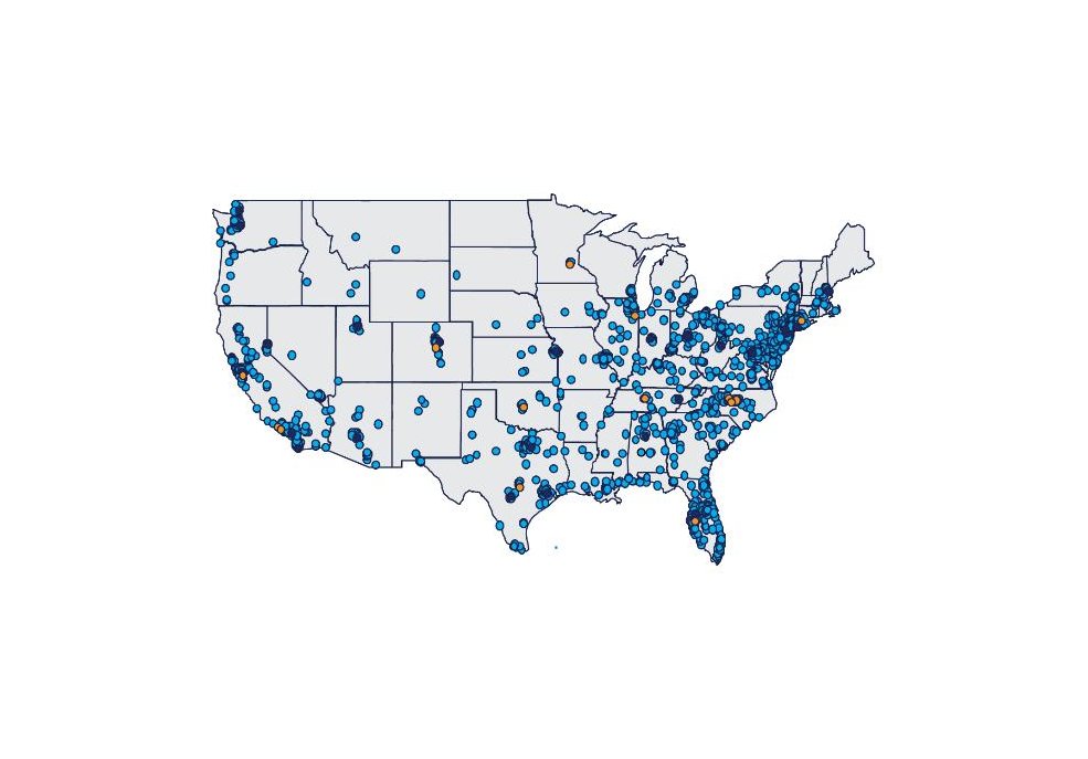 Mapa de Laboratorios LabCorp en Estados Unidos