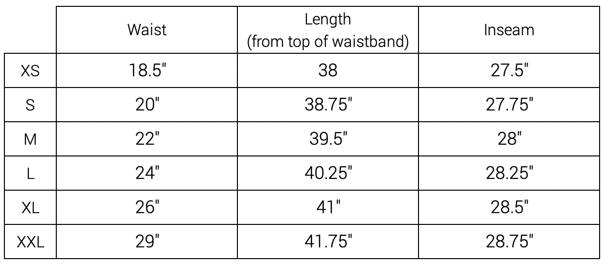 Legging Measurements