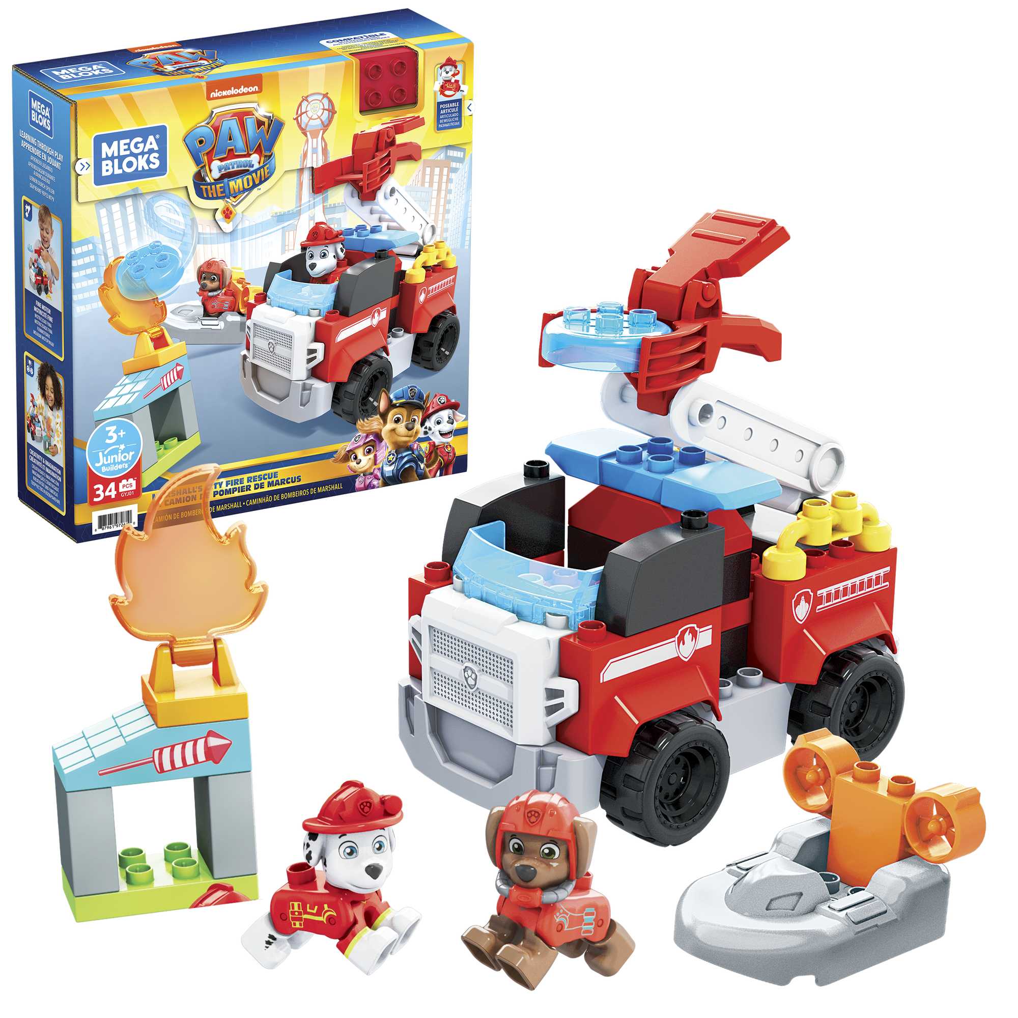 Mega Bloks Paw Patrol Juguete de Construcción Camión de Bomberos de Marshall