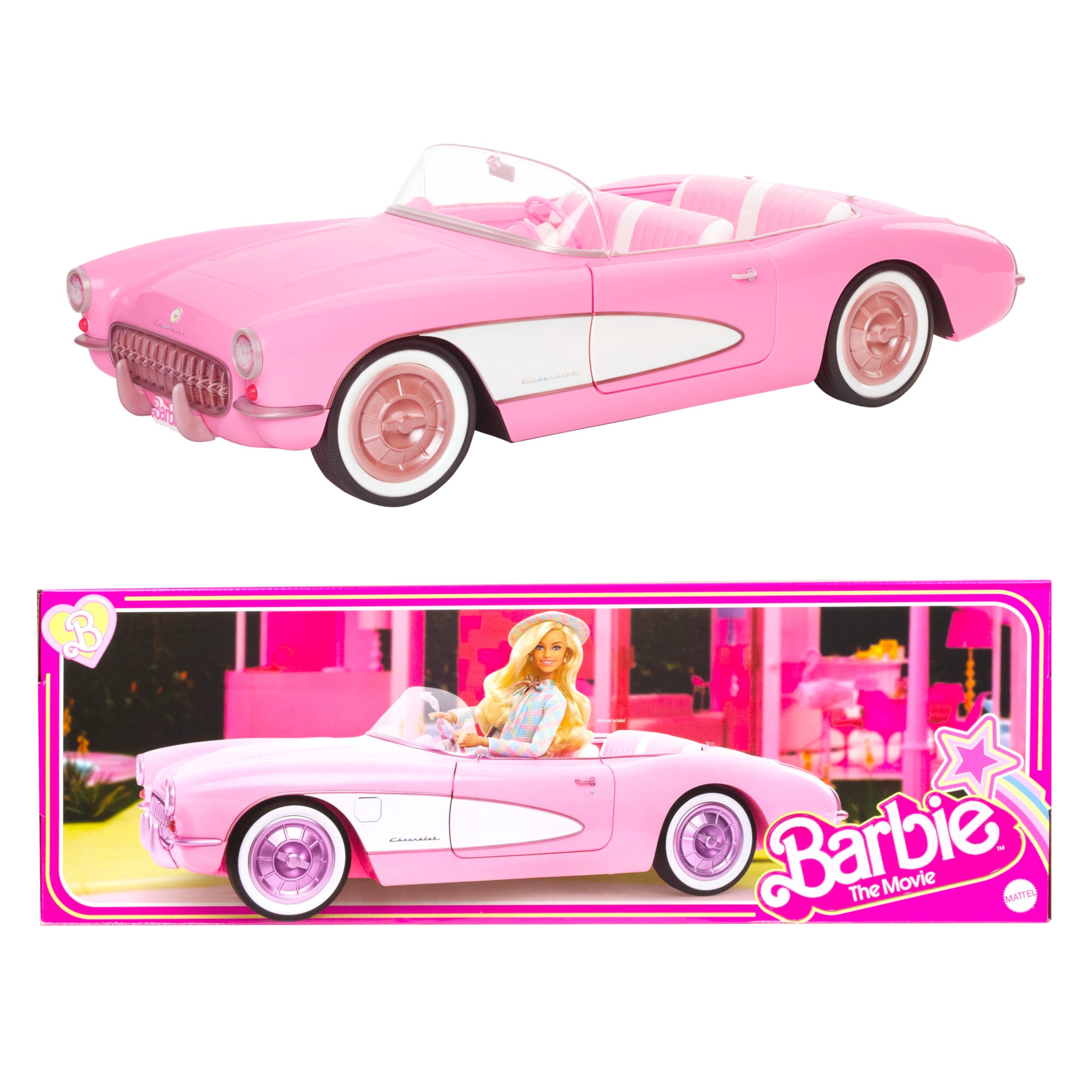 Kit Carro Rosa Conversível Serve Barbie + Barbie Original Mattel