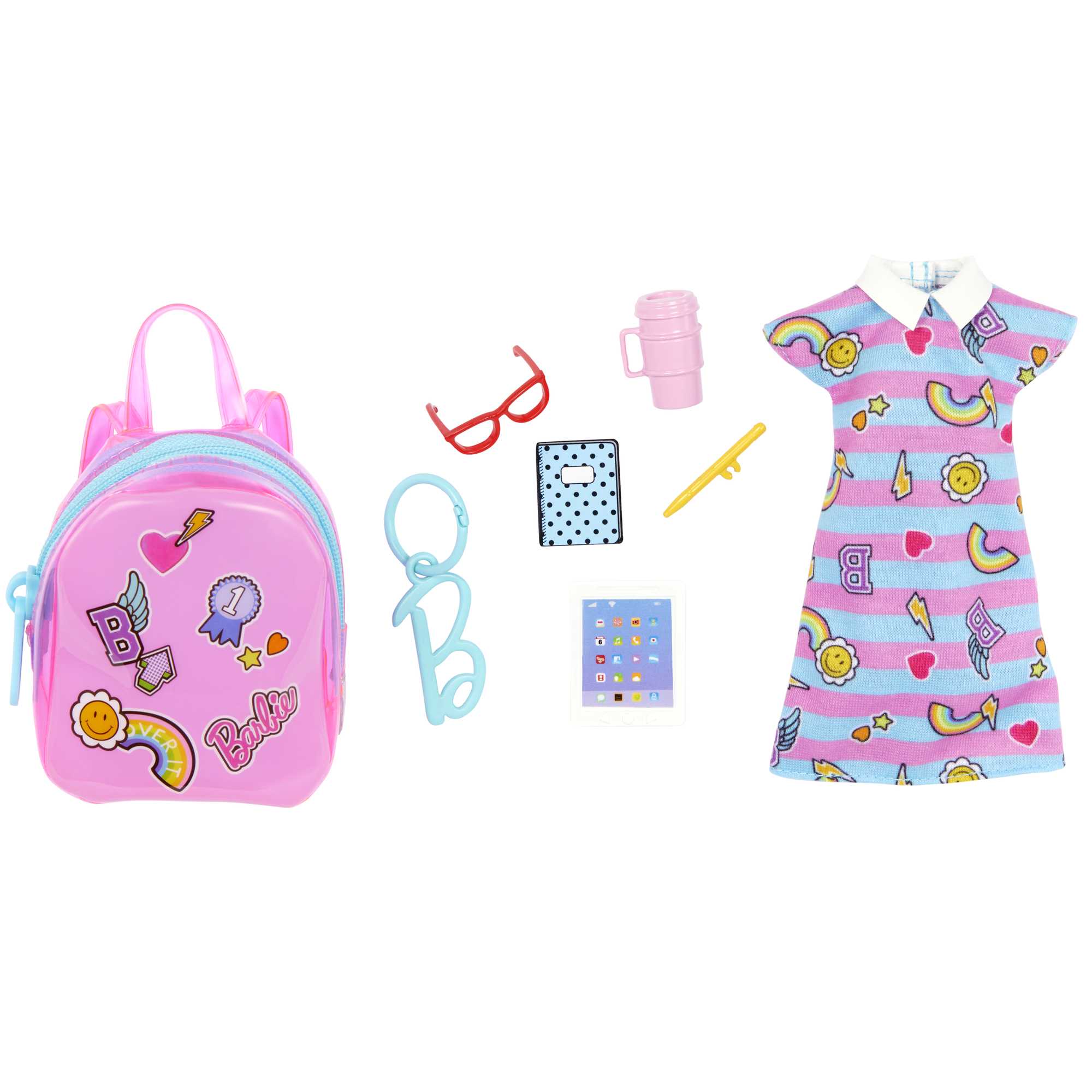 Roupas e Acessórios de boneca Barbie, Blusa Rosa e Saia Tie-Dye Com bolsa e  colar - Mattel HJT19