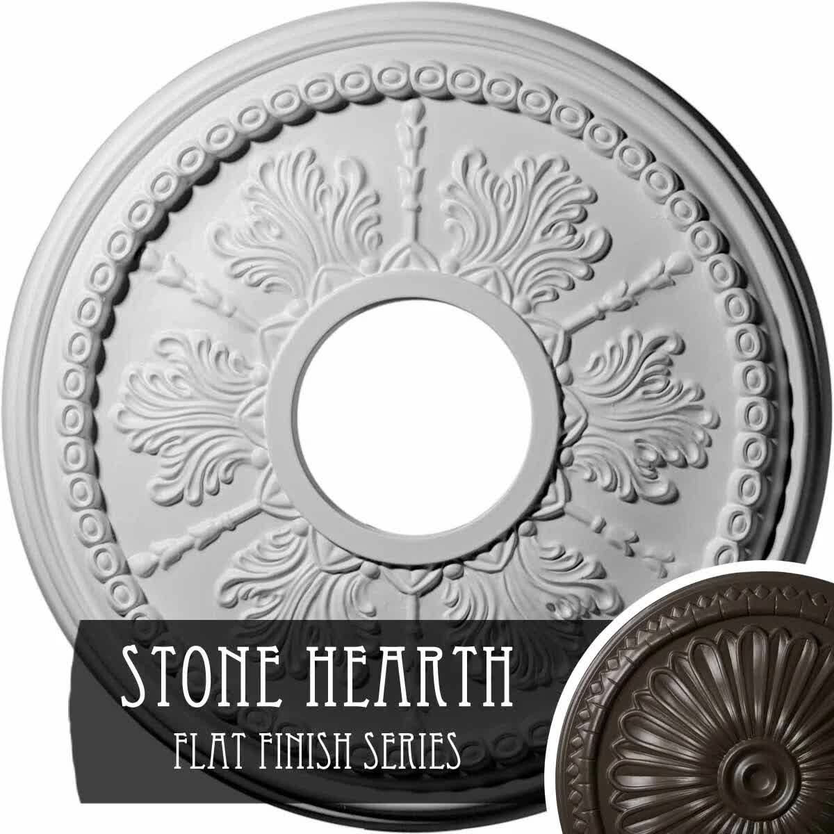 13 7/8 inchod x 3 3/4 inchid x 1 1/4 inchp Tirana Ceiling Medallion (Fits Canopies Up to 4 3/4 inch), Hand-Painted Stone Hearth