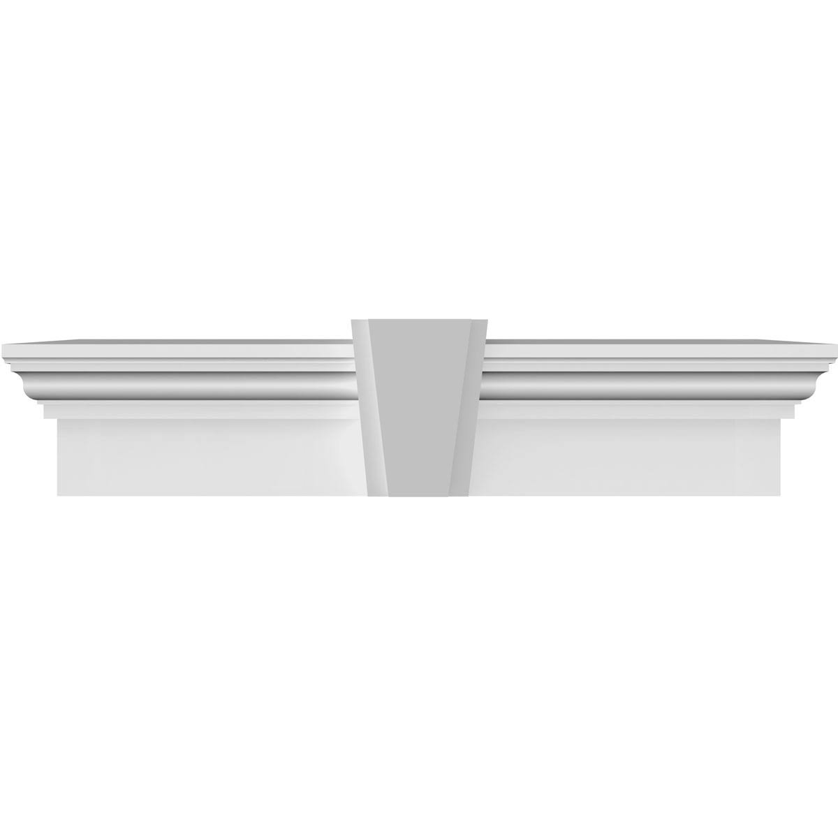 141 inch Bottom Width x 147 1/4 inch Top Width x 9 inchh x 1 inchp Traditional Crosshead w/ Deco Keystone