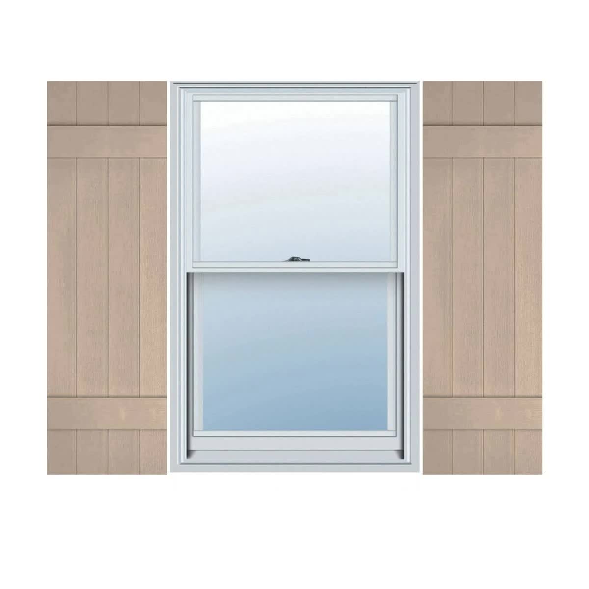 14 inchw x 38 inchh Lifetime Vinyl, Custom Four Board Joined (2 Batten), Board-n-Batten Shutters, w/Shutter-Loks (Per Pair), Wic