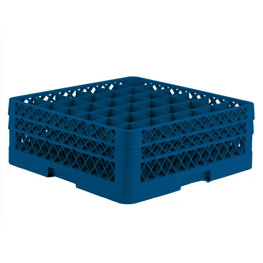 - Traex Full Size Royal Blue 36 Compartment Rack w/ 2 Extenders, Vollrath TR7CC-44