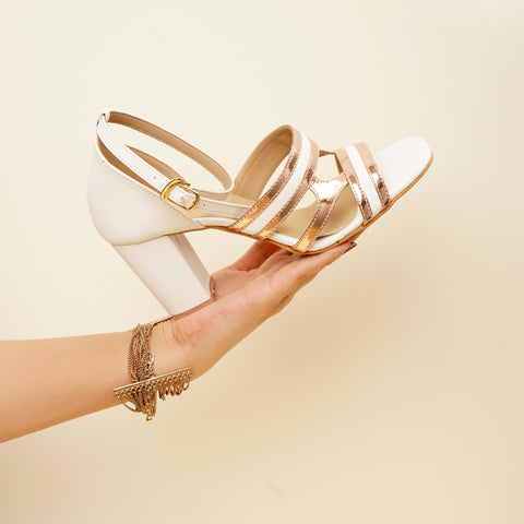White and Golden Block Heels from new summer collection by HOBO 