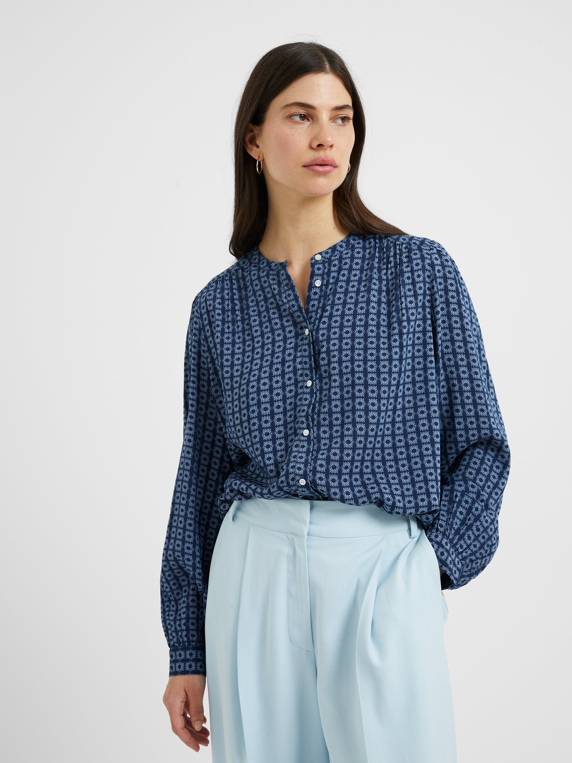 Tangier Tile Eco Blouse Summer Navy + Lake Blue