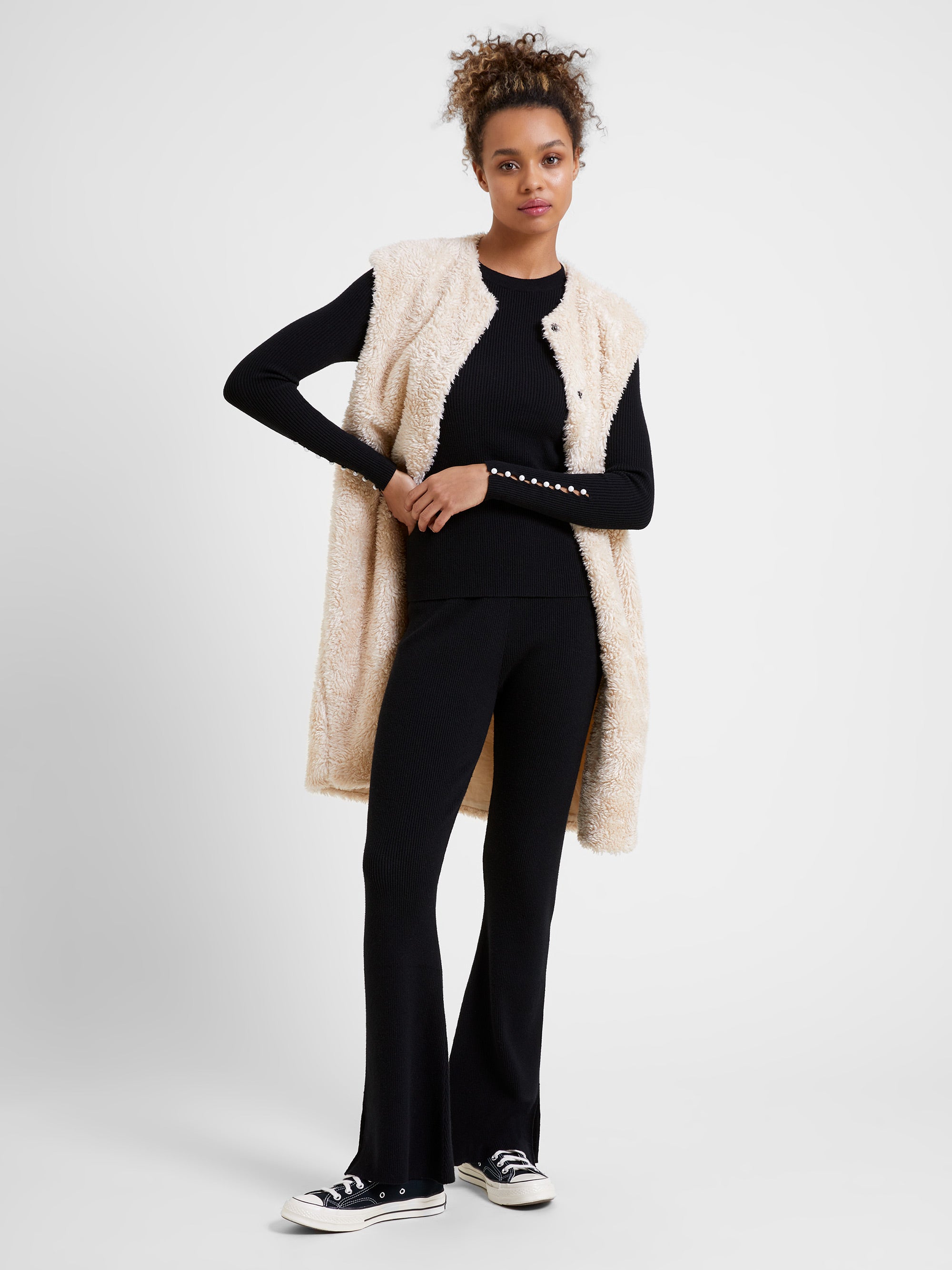 Winter Fluffy Long Gilet Cream