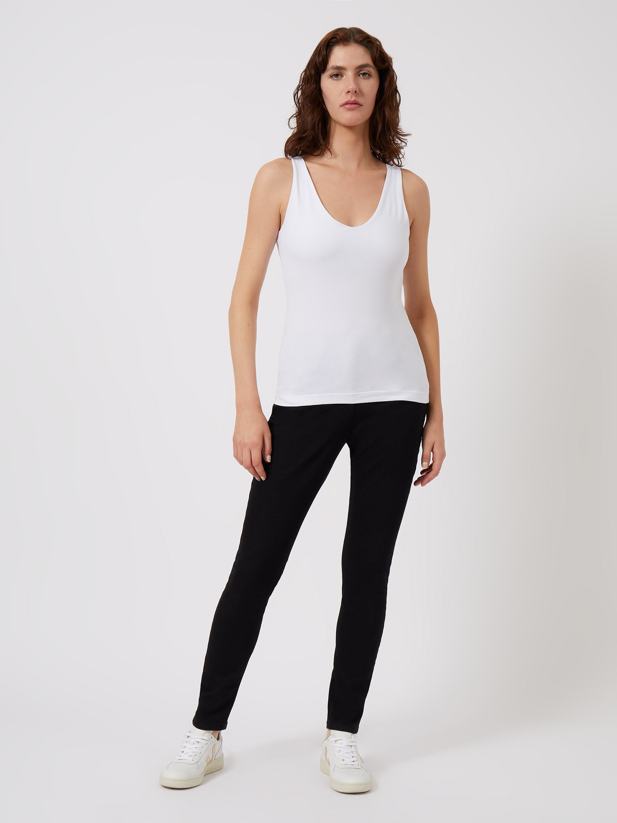 Core Organic Fitted Tank Top With Support White