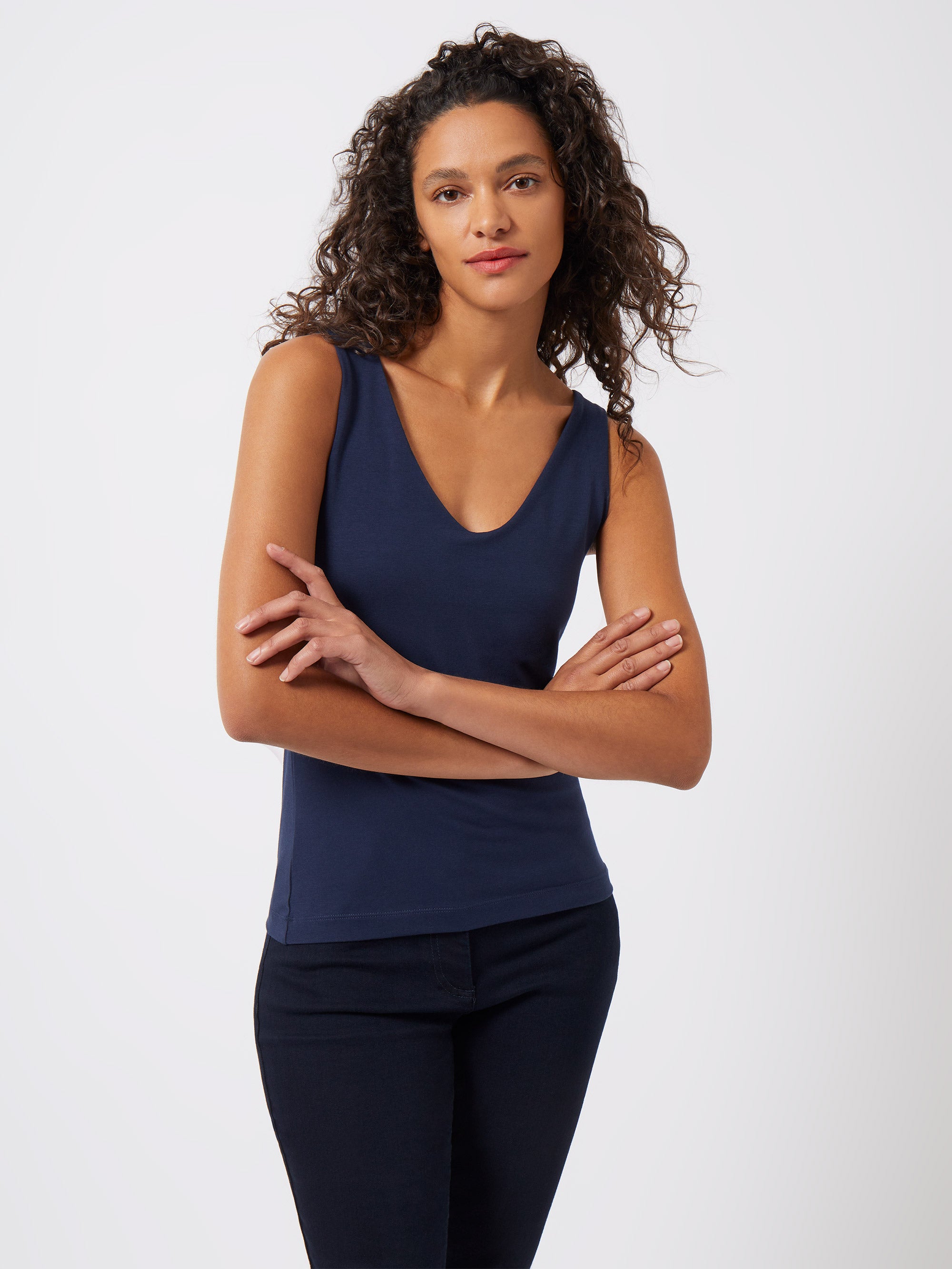 Core Organic Fitted Tank Top With Support Classic Navy
