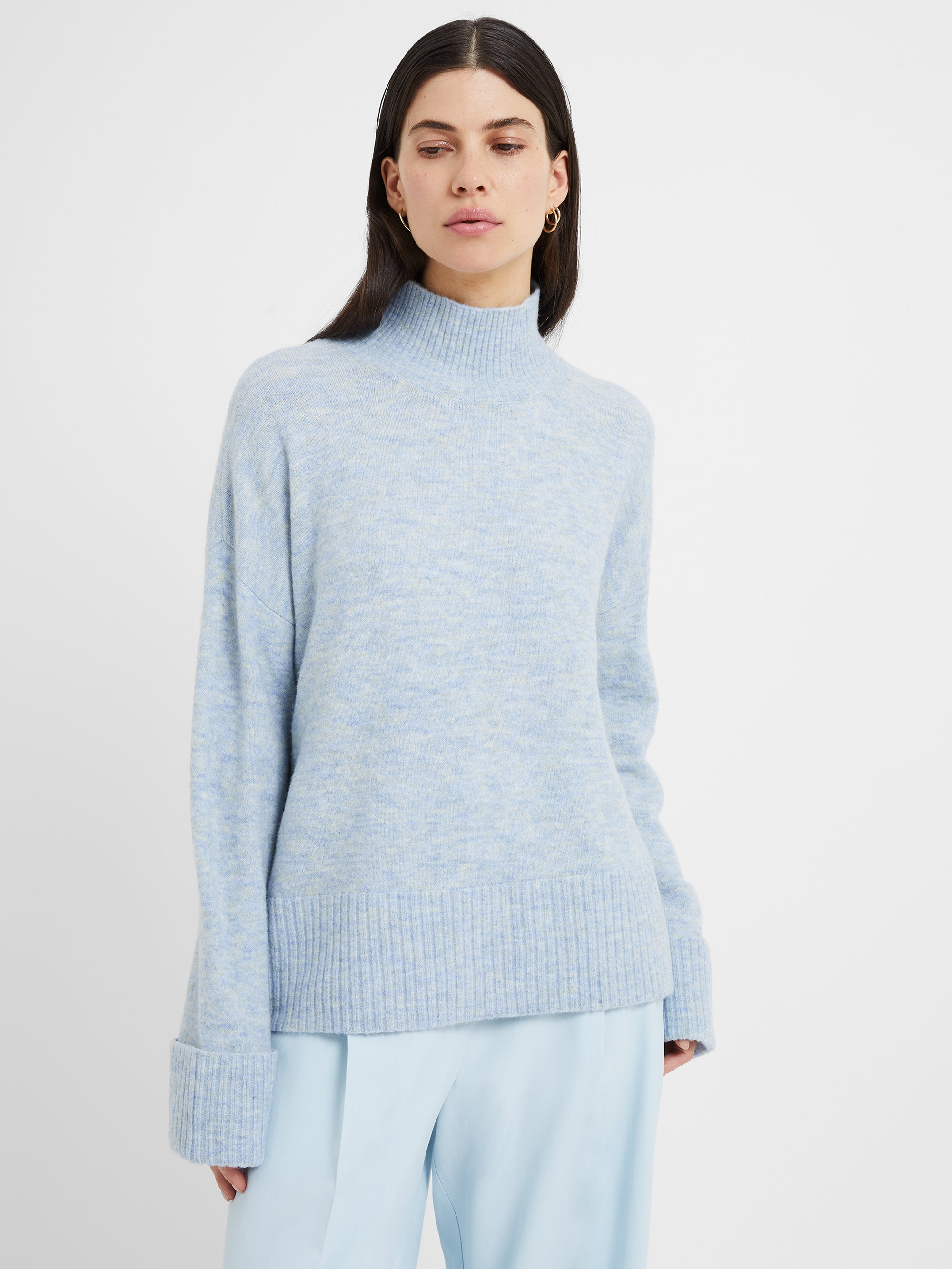 Carice Recycled Knit High Neck Jumper Corfu Blue