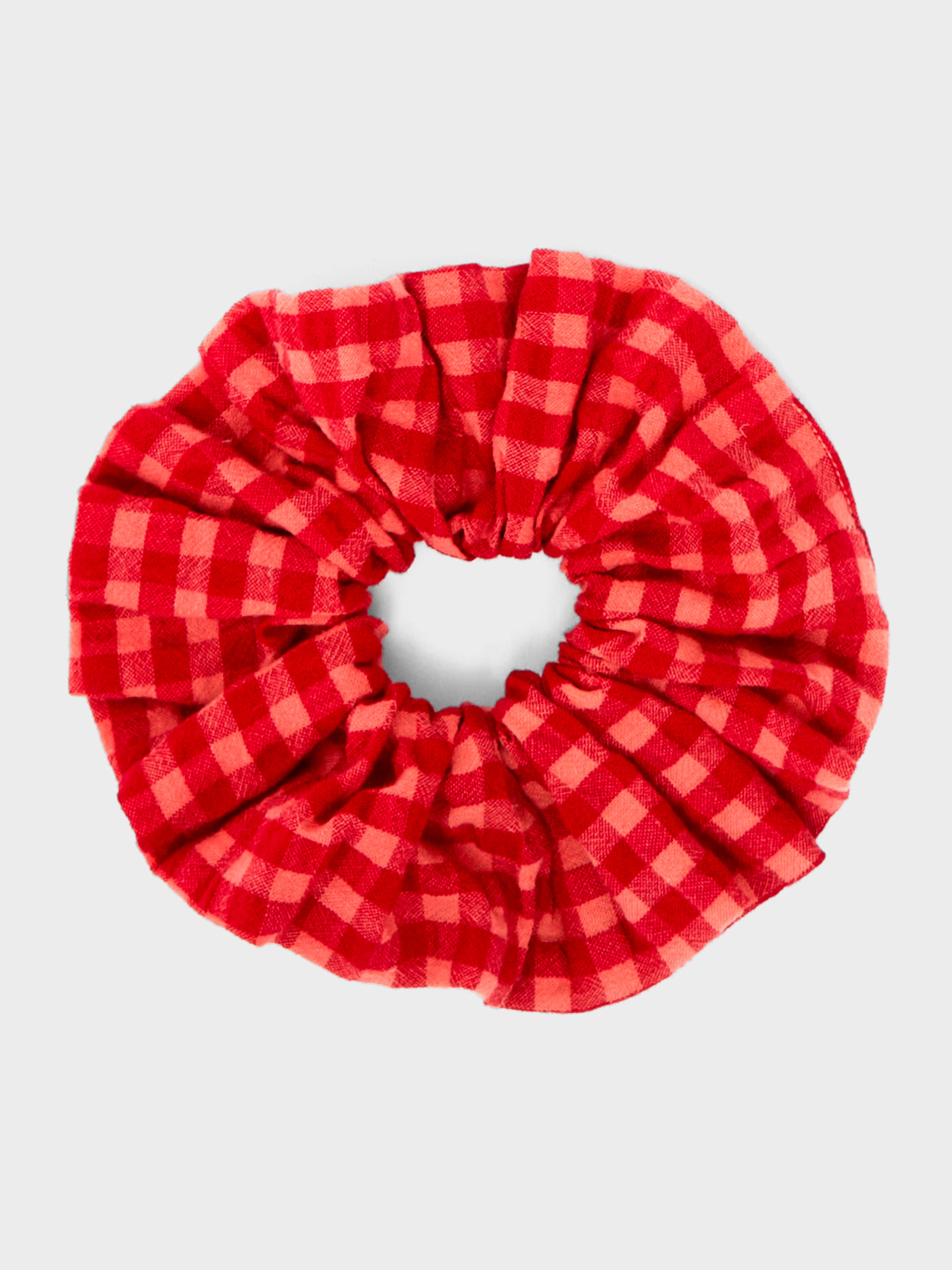 Tunis Check Scrunchie Crimson/Hot Coral