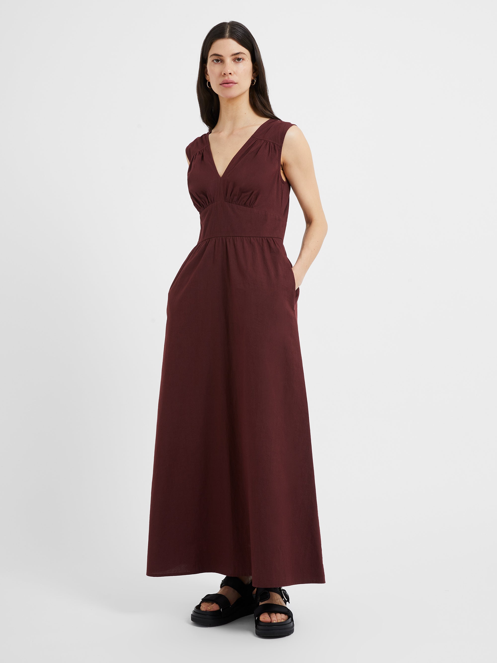 Sienna Crisp Cotton Maxi Dress Chocolate