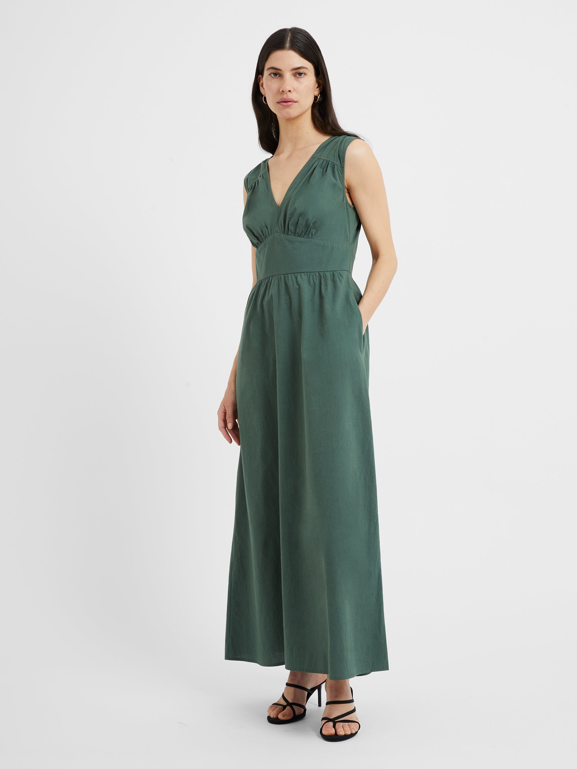 Sienna Crisp Cotton Maxi Dress Tropical Green