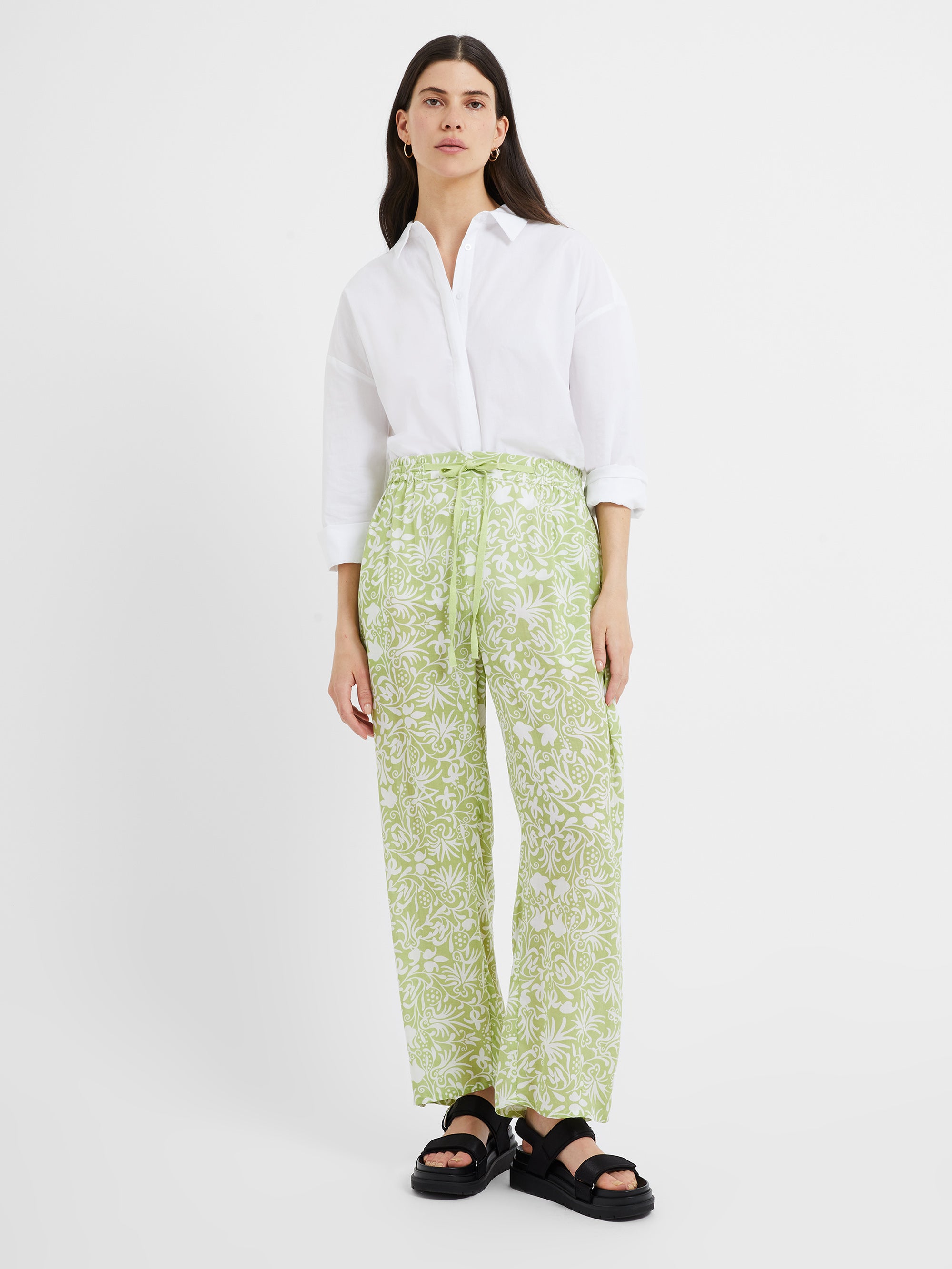 Cadiz Floral Drawstring Trousers Kiwi Milk