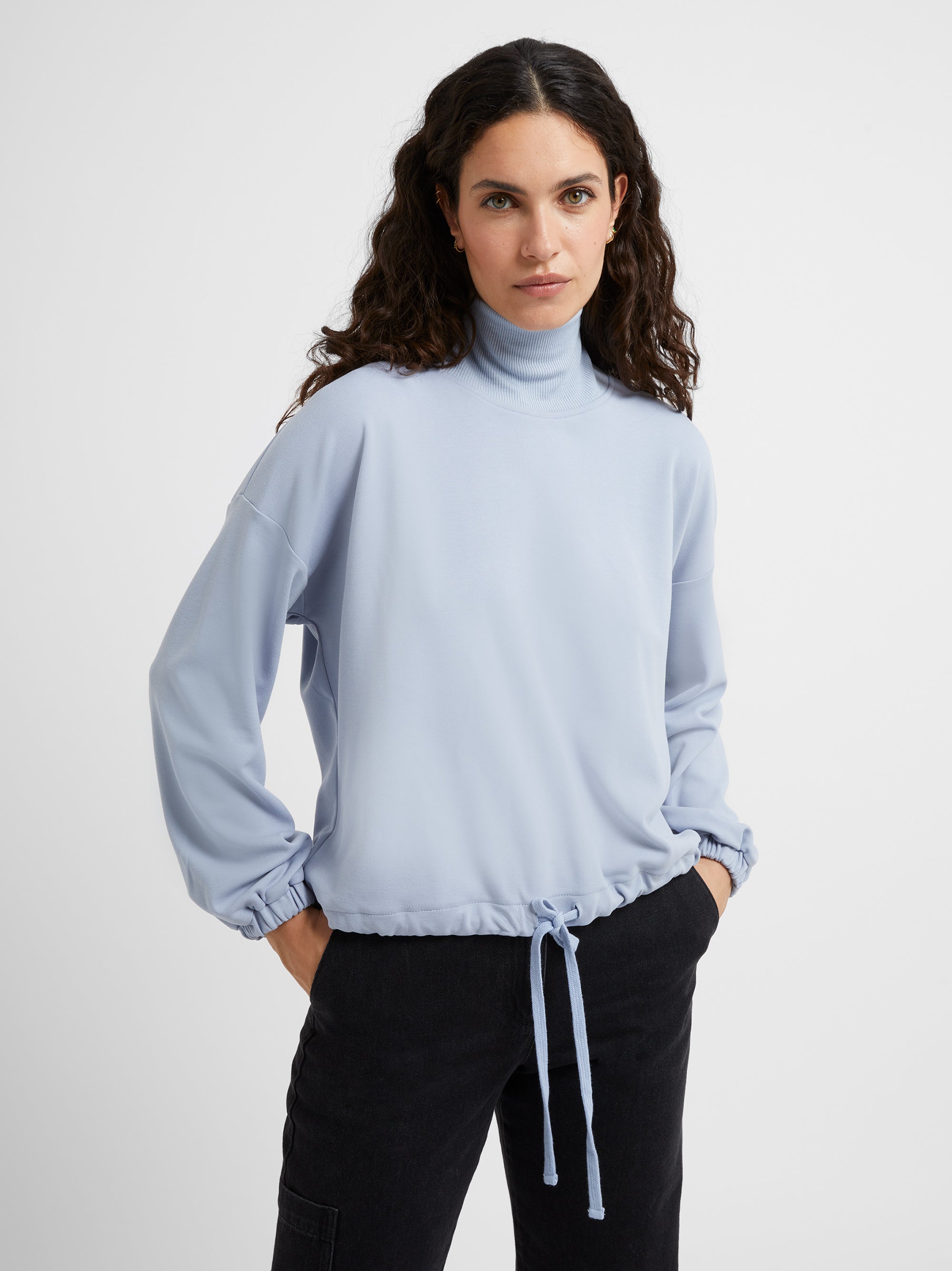 Drawstring Hem Sweatshirt Winter Sky